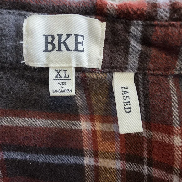 BKE Red and Brown Plaid Shirt - Picture 4 of 6